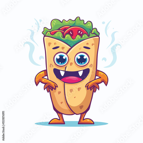Chicken Shawarma Flat Illustration Featuring Clean Shapes and Bold Outlines