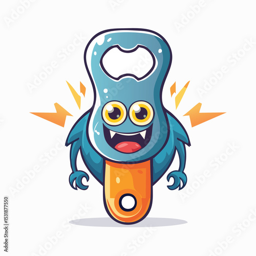 bottle opener Flat Illustration Featuring Clean Shapes and Bold Outlines