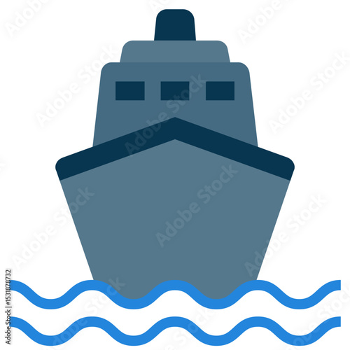 Ship Flat Icon, Logistic Company Flat Design icon Concept