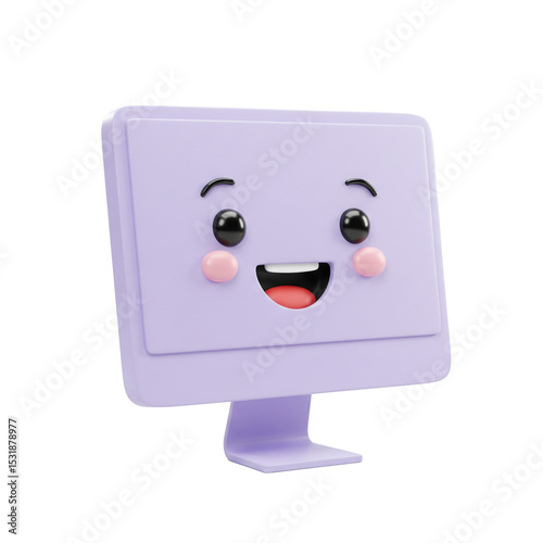 3d Illustration of a Smiling Computer Screen for Technology Concepts