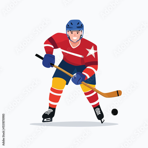hockey Minimal Vector Artwork with Smooth Line Art and Simple Colors