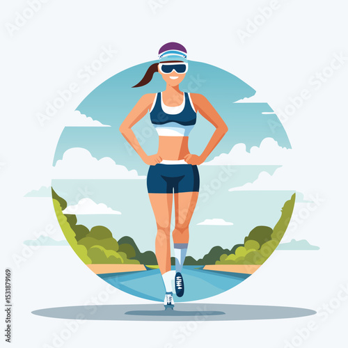 triathlon Minimal Vector Artwork with Smooth Line Art and Simple Colors