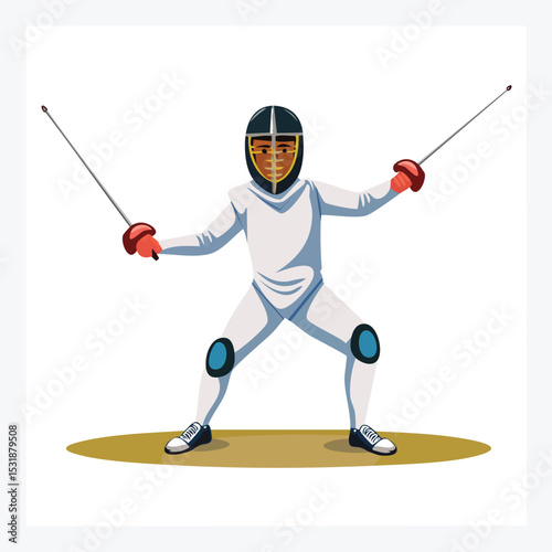 fencing Vector Art in Modern Flat Design with Crisp Lines