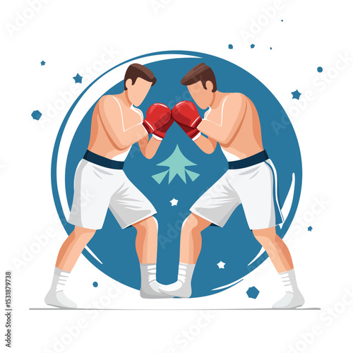 kickboxing Vector Art in Modern Flat Design with Crisp Lines