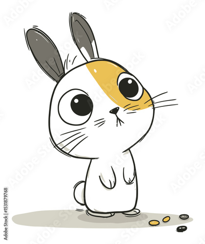 Cute Cartoon Bunny Character with Big Eyes and Playful Expression