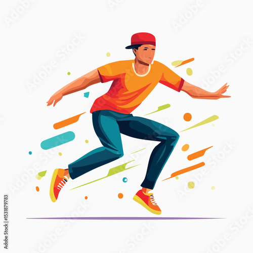 parkour Vector Art in Modern Flat Design with Crisp Lines