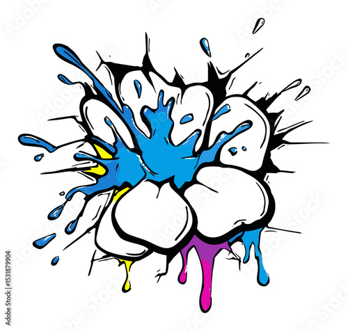 Vibrant and Colorful Graffiti Illustration with Paint Splashes and Drips