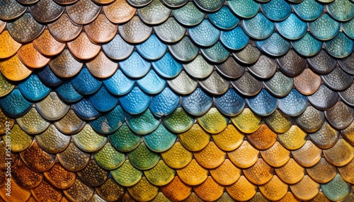 Colorful Scales Seamless Pattern, A Close-Up View of Monitor Lizard Skin