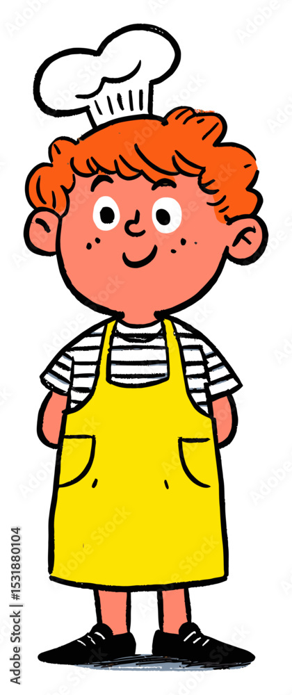 Fototapeta premium Cheerful Cartoon Chef Character in Flat Vector Style with Chef Hat