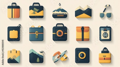 vector set of office tools icons
