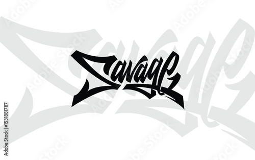“Savage” vector lettering in clean brush style with dynamic underline swoosh. Modern, bold, and ready for streetwear branding, apparel, or sticker design. EPS format included
