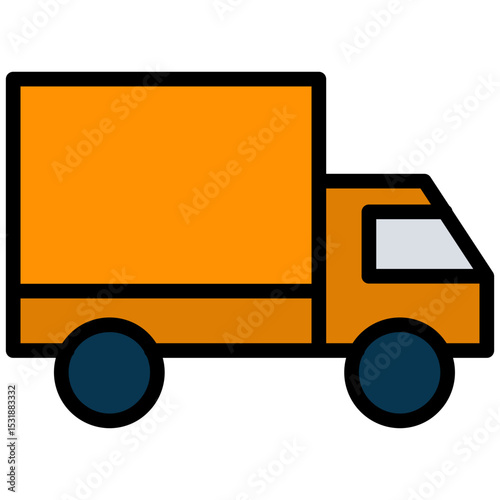 Delivery Truck Outline Flat Icon, Logistic Company Outline Flat Design icon Concept
