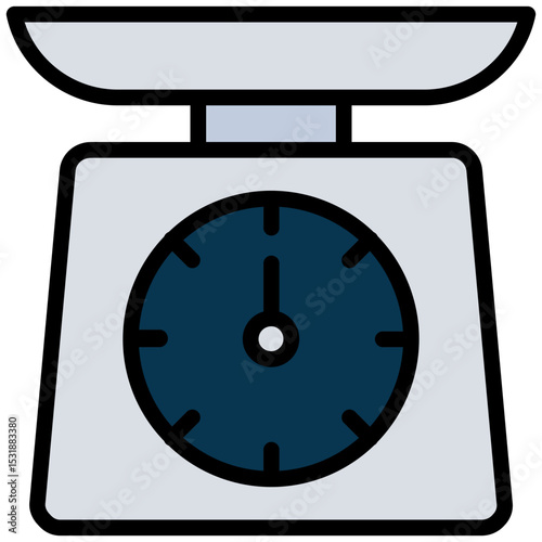 Weighing Scale Outline Flat Icon, Logistic Company Outline Flat Design icon Concept