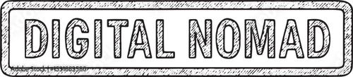 A bold "DIGITAL NOMAD" sign, central to the image, representing the theme of location-independent work and modern lifestyle