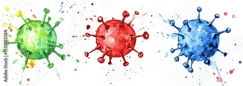 Vibrant Watercolor Virus Illustration