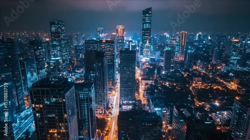 Wallpaper Mural Night Metropolis Skyline: A Breathtaking Aerial View of a Modern City at Night Torontodigital.ca