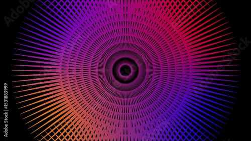 Geometric gradient background with star shapes. Neon star animation. Radio wave effect. Looped animation.