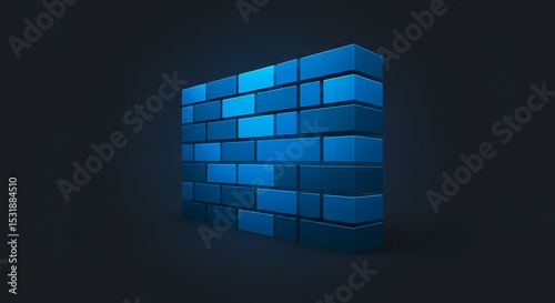 A minimalist wall composed of varying shades of blue rectangular blocks, symbolizing modularity, digital structure, or data units.