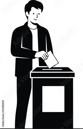 Voter Casting Ballot Silhouette