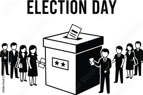  Election Day with Voter and Ballot Box Silhouette