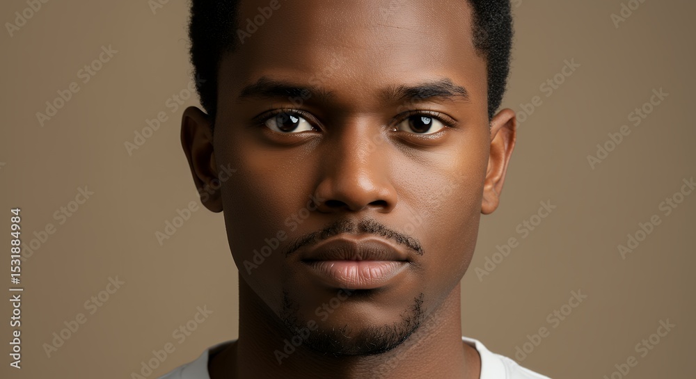 Obraz premium Front-Facing Portrait of a Man with Neutral Expression