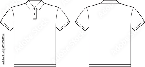 White Polo Shirt Outline Front and Back View Mockup Template

