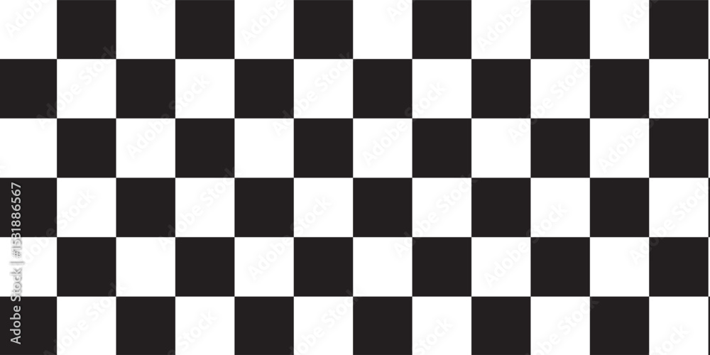 Fototapeta premium Black and white checkered pattern . Chess pattern . Black and white square background . Checkered wallpaper . Vector illustration