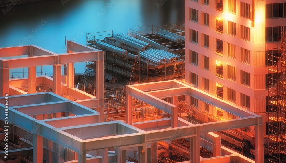 Fototapeta premium Construction site at dusk