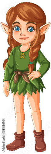 Charming Young Fairy with Braided Hair