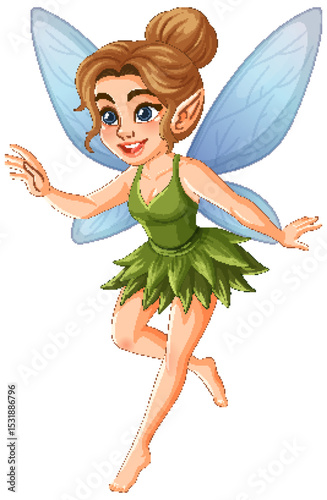 Whimsical Fairy with Blue Wings Illustration