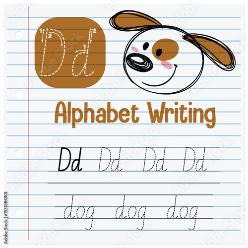 Alphabet Doodle with Dog Illustration