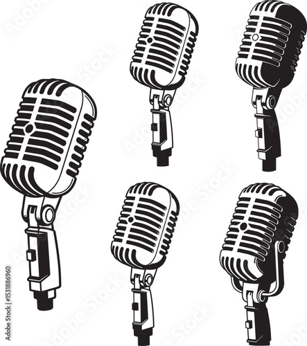 Audio mic silhouette vector illustration