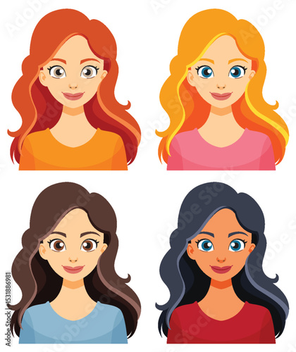 Diverse Women with Long Hair