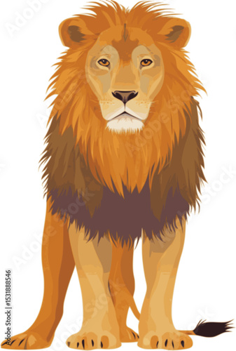 lion illustration with flat vector style