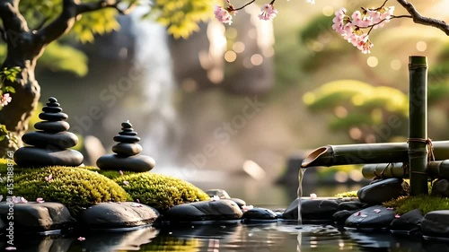 Tranquil Zen Moment  Soft Rain Waterfall & Nature Sounds