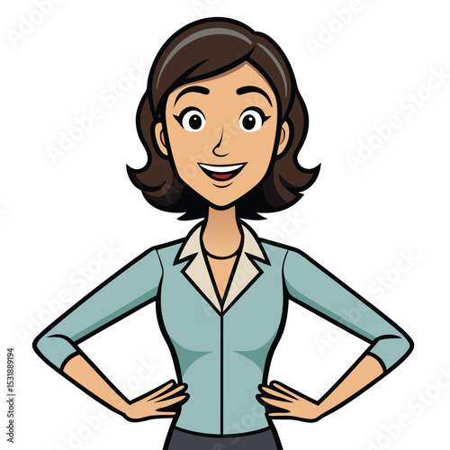 Professional woman with her arms slightly open, indicating an inviting and approachable demeanor, radiating warmth and sincerity for connection.