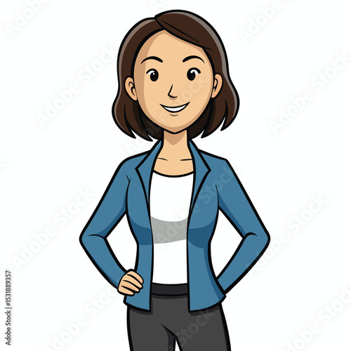 Professional woman with one hand in her pocket, projecting relaxed confidence and casual authority, a modern and approachable business demeanor.