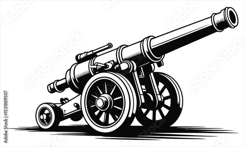 old cannon isolated on white