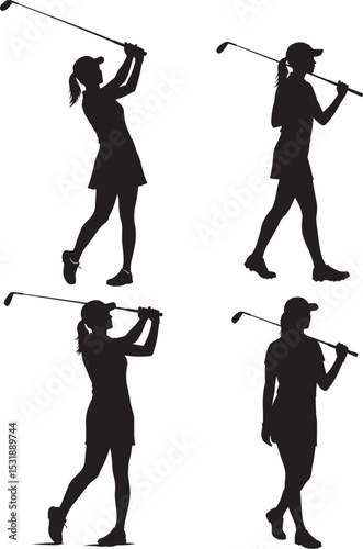 Golf girl silhouette vector illustration