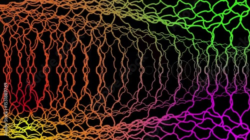 Geometric gradient background with star shapes. Neon star animation. Radio wave effect.