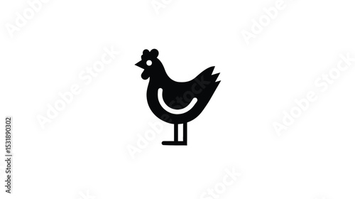 Chicken Icon: Simple Black Silhouette Vector Graphic
