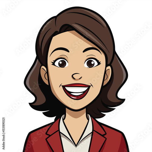 Professional woman with a confident, open-mouthed smile, exuding genuine joy and warmth, a vibrant and approachable personality for success.