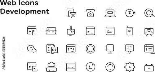 A Collection of Essential  Icons:  of Line Art Graphics symbols

