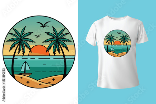 Retro Style Summer t-shirt design bundle for men and women. Custom t-shirt design.