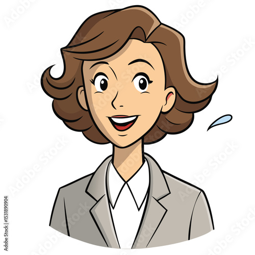 Professional woman with a single strand of hair falling, adding a natural and relatable touch to her otherwise polished and confident appearance.