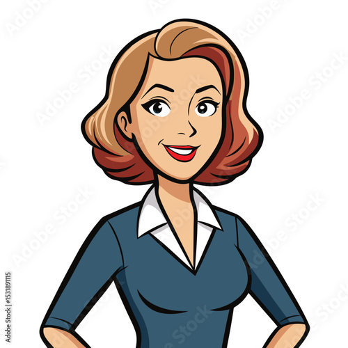 Professional woman with a slight turn of her body, showing dynamic presence and readiness, a confident and engaged posture for action.