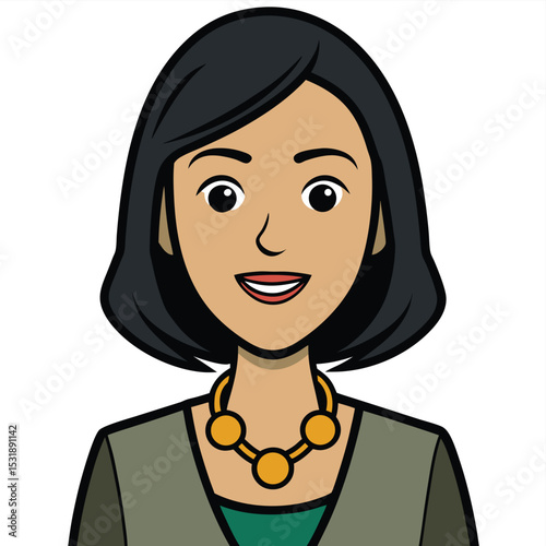 Professional woman with a bold statement necklace, showcasing personal style and confidence, adding flair to her strong business look.