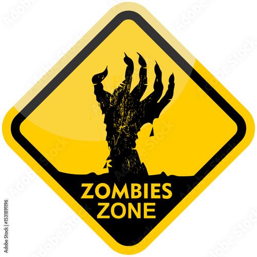 Warning, Zombies zone, sign vector