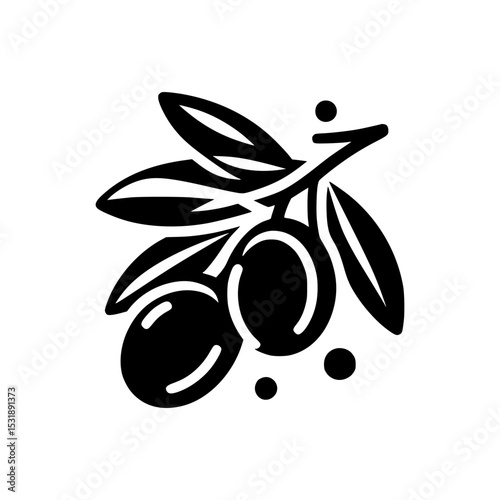 Black and white olive branch illustration
