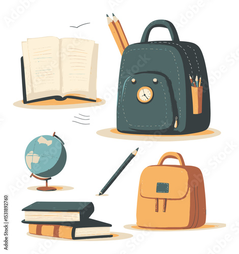 Playful Cartoon Elements for Education and Learning Illustrations
